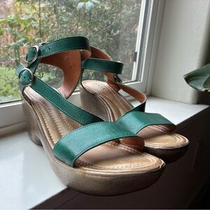 Jafa Teal Wedge Sandals (40)